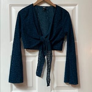 Wild Fable Elegant Blue Tie-Front Top